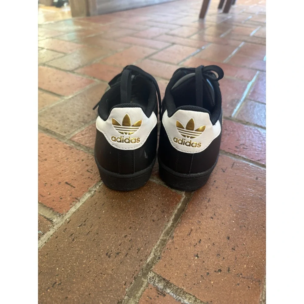 Adidas Originals Superstar Black White Gold Shell Toe Mens Shoes B39397 Size 8.5